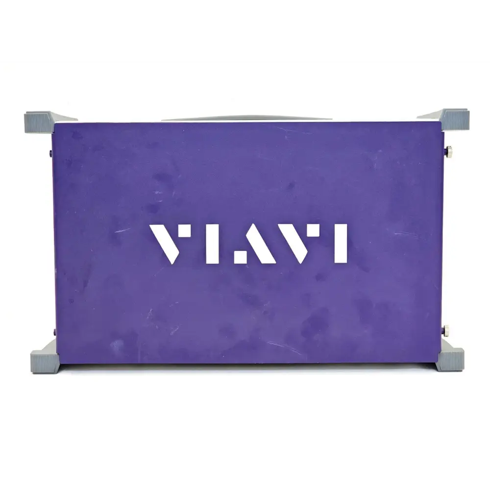 Viavi MAP-330CH rear panel view showing purple chassis with VIAVI branding and grey corner bumpers, wear marks visible