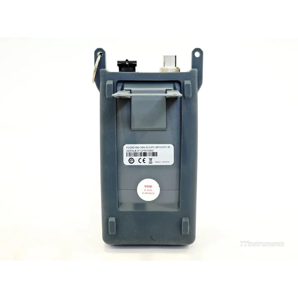 FOD5510M MPO Switch rear panel showing model label FOD5510M-OM4-SC/UPC-MPO/UPC-M serial 2F12F5510403