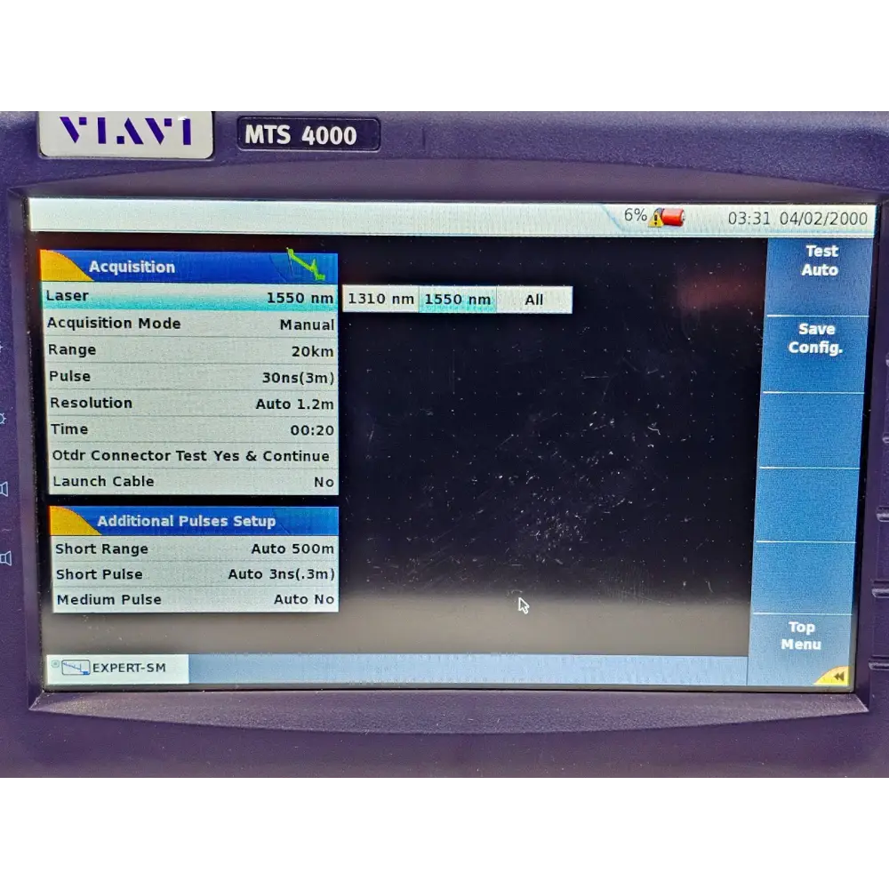 Viavi MTS 4000 Mainframe with 4126 LM SM OTDR 1310/1550nm Last Mile APC-SC14