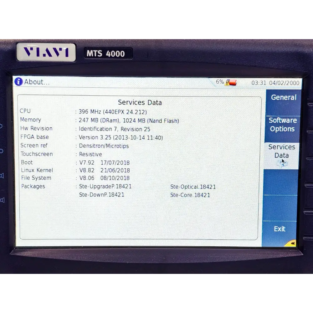 Viavi MTS 4000 Mainframe with 4126 LM SM OTDR 1310/1550nm Last Mile APC-SC13