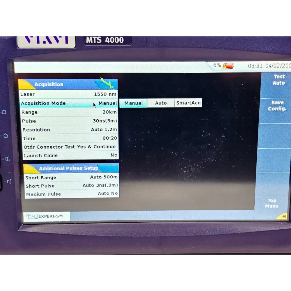 Viavi MTS 4000 Mainframe with 4126 LM SM OTDR 1310/1550nm Last Mile APC-SC15