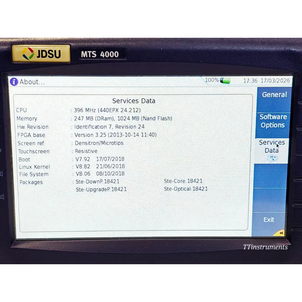 Viavi MTS 4000 Mainframe with 4126 MA SM OTDR 1310/1550nm10