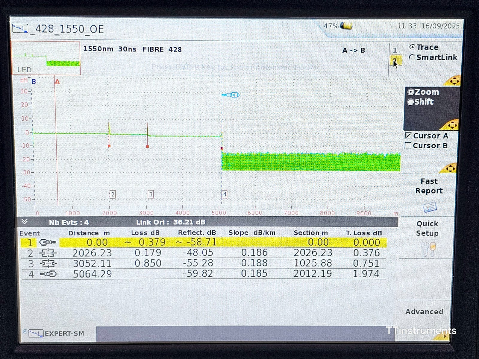 Viavi MTS 6000A V2 with 8126B Singlemode Module OTDR 1310/1550 nm SM APC-SC