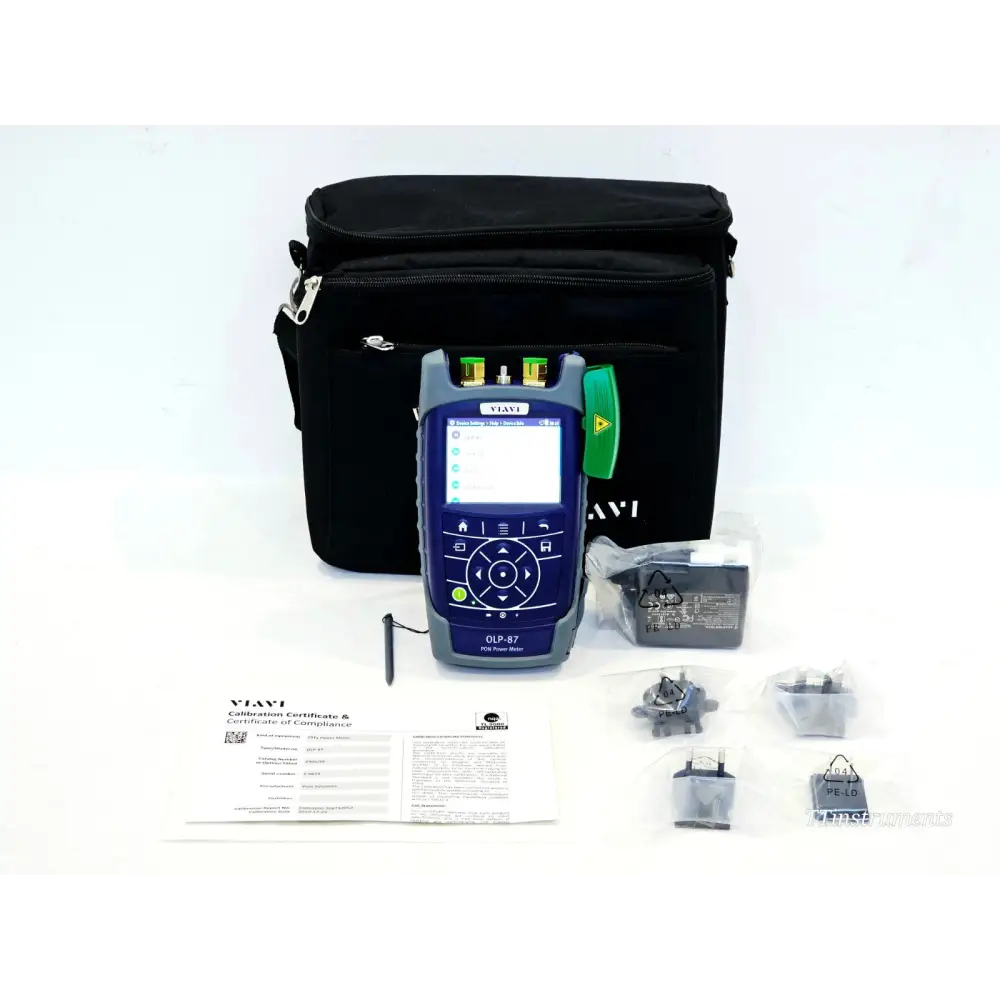 VIAVI OLP-87 PON Power Meter 2305/36 complete kit with carry case, power supply, plug adapters, stylus and calibration certificate
