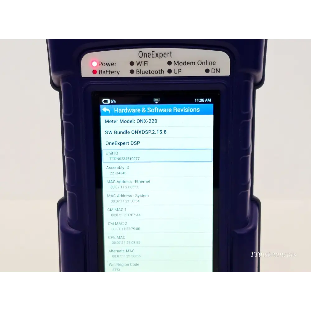 Viavi ONX-220 DSP OneExpert DSAM battery compartment and base detail