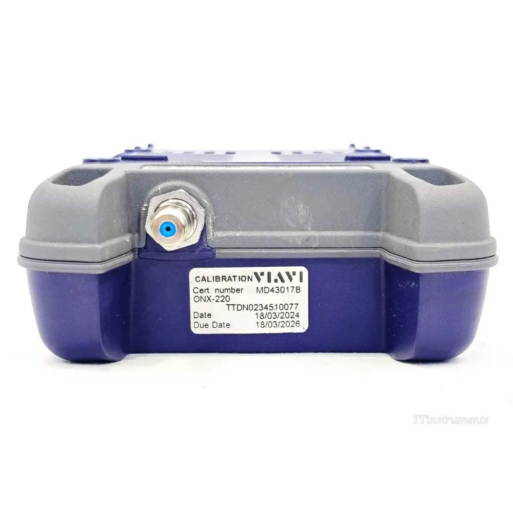 Viavi ONX-220 DSP meter showing upstream 65/200 MHz configuration screen