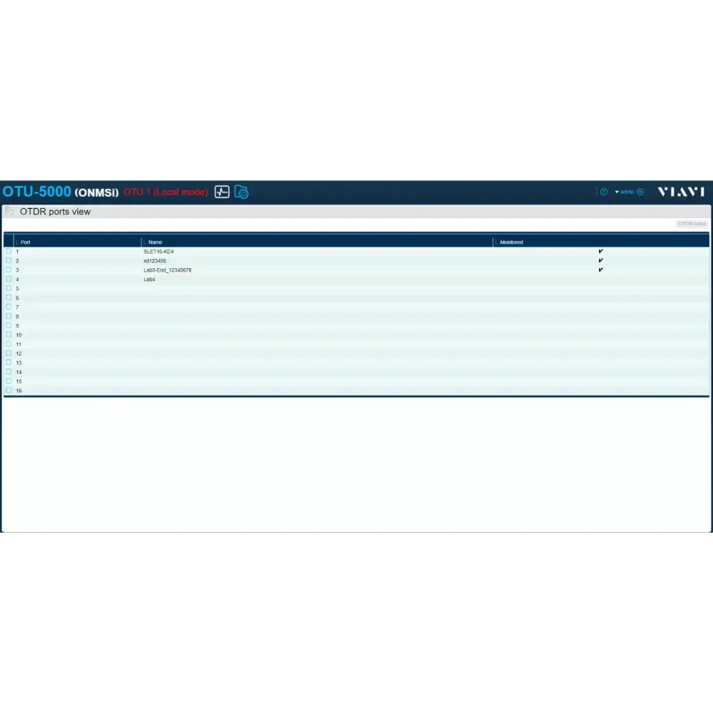 Viavi OTU 5000 EOTDR2-L-A1-COTU 1625 nm 40 dB OTDR MEDIUM RANGE 16-Port