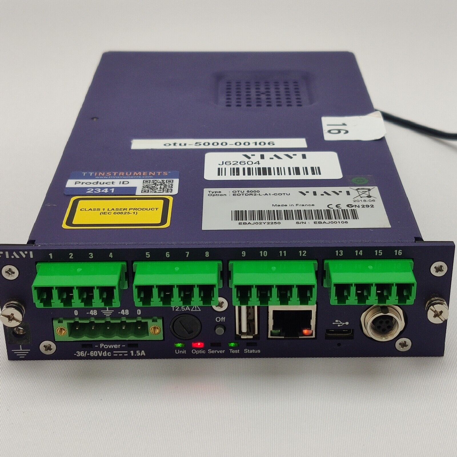 Viavi OTU 5000 EOTDR2-L-A1-COTU 1625nm OTDR 40 dB 16-Port