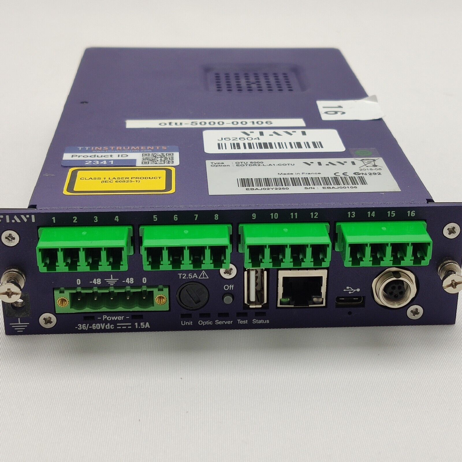 Viavi OTU 5000 EOTDR2-L-A1-COTU 1625nm OTDR 40 dB 16-Port