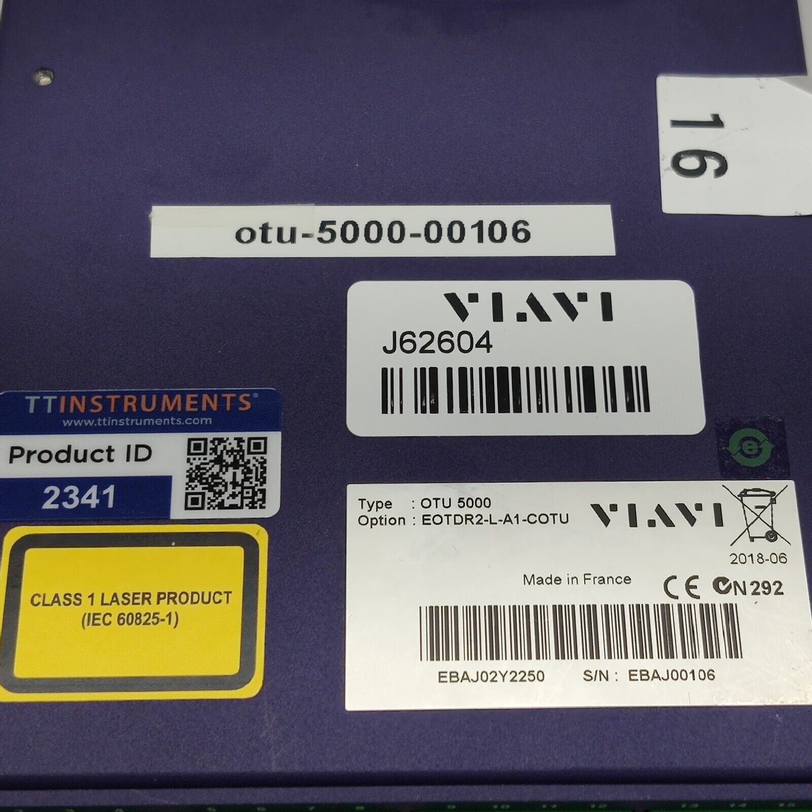 Viavi OTU 5000 EOTDR2-L-A1-COTU 1625nm OTDR 40 dB 16-Port