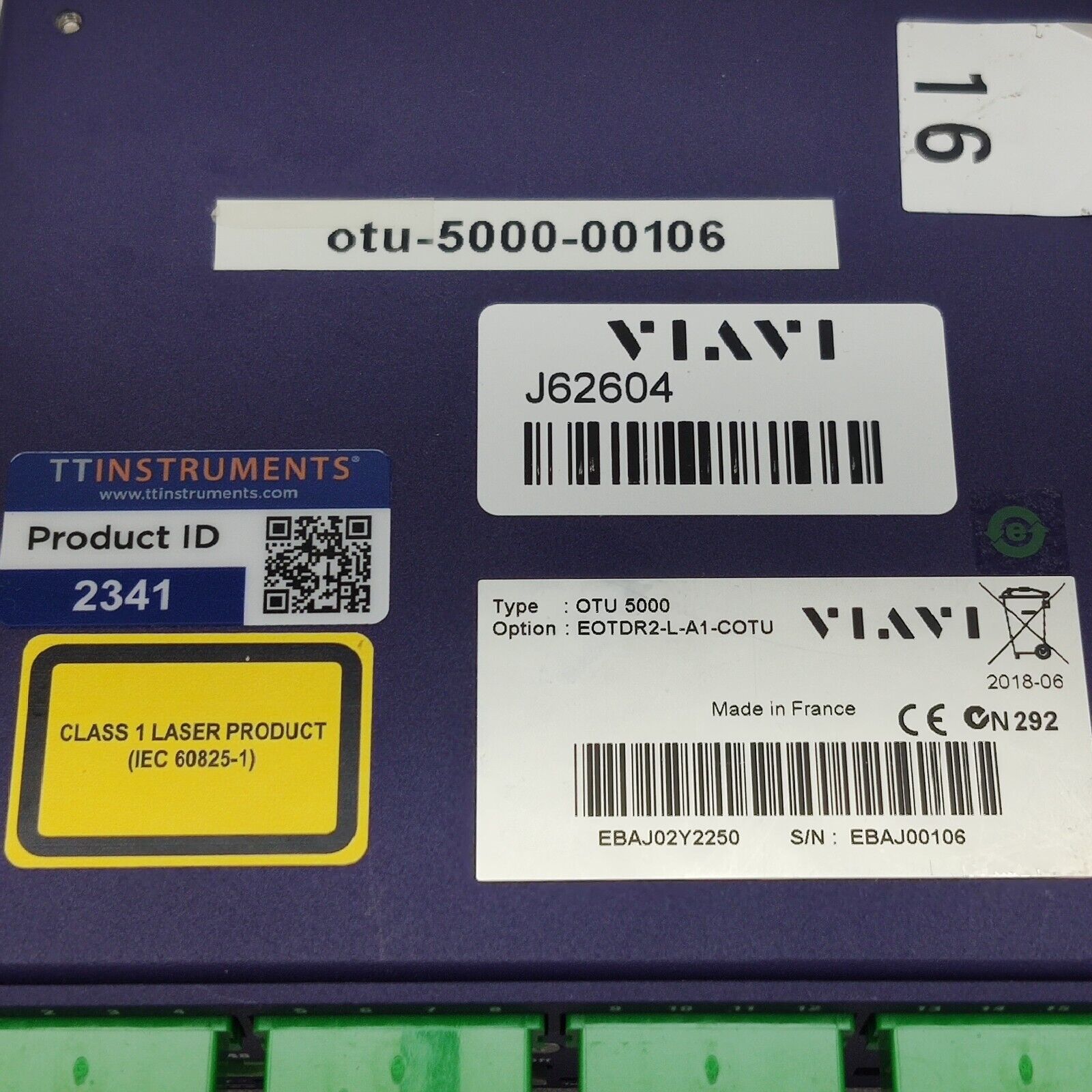 Viavi OTU 5000 EOTDR2-L-A1-COTU 1625nm OTDR 40 dB 16-Port