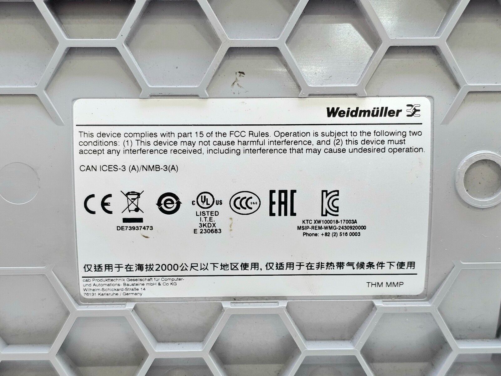 Weidmuller THM MMP MultiMark Label Printer 2430920000