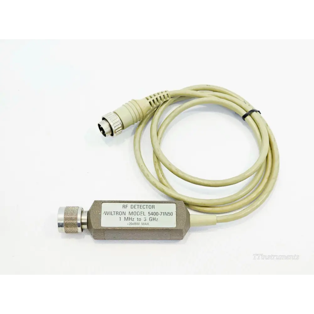 Wiltron 5400-71N50 RF Detector 1 MHz to 3 GHz with multi-pin cable, front label showing model and specs