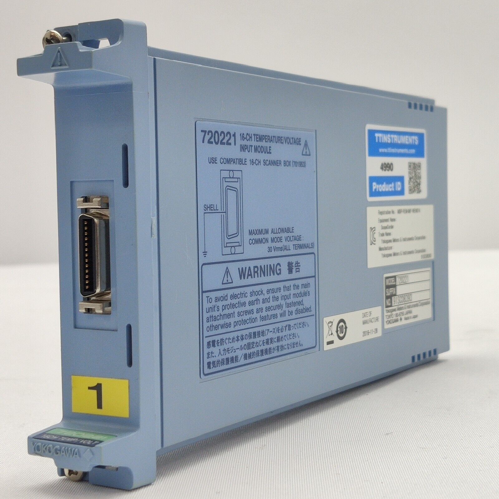 Yokogawa 720221 16-CH Temperature/Voltage Input Module w/ 701953 16-CH Scanner B