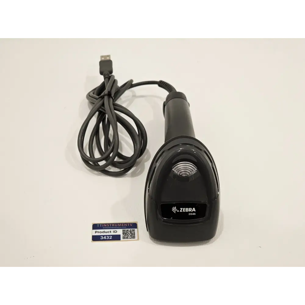 Zebra DS4608-SR00007ZZWW black 2D corded barcode scanner front view