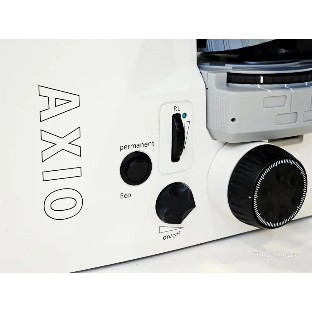 Zeiss AX10 inverted microscope rear view showing ports and connections