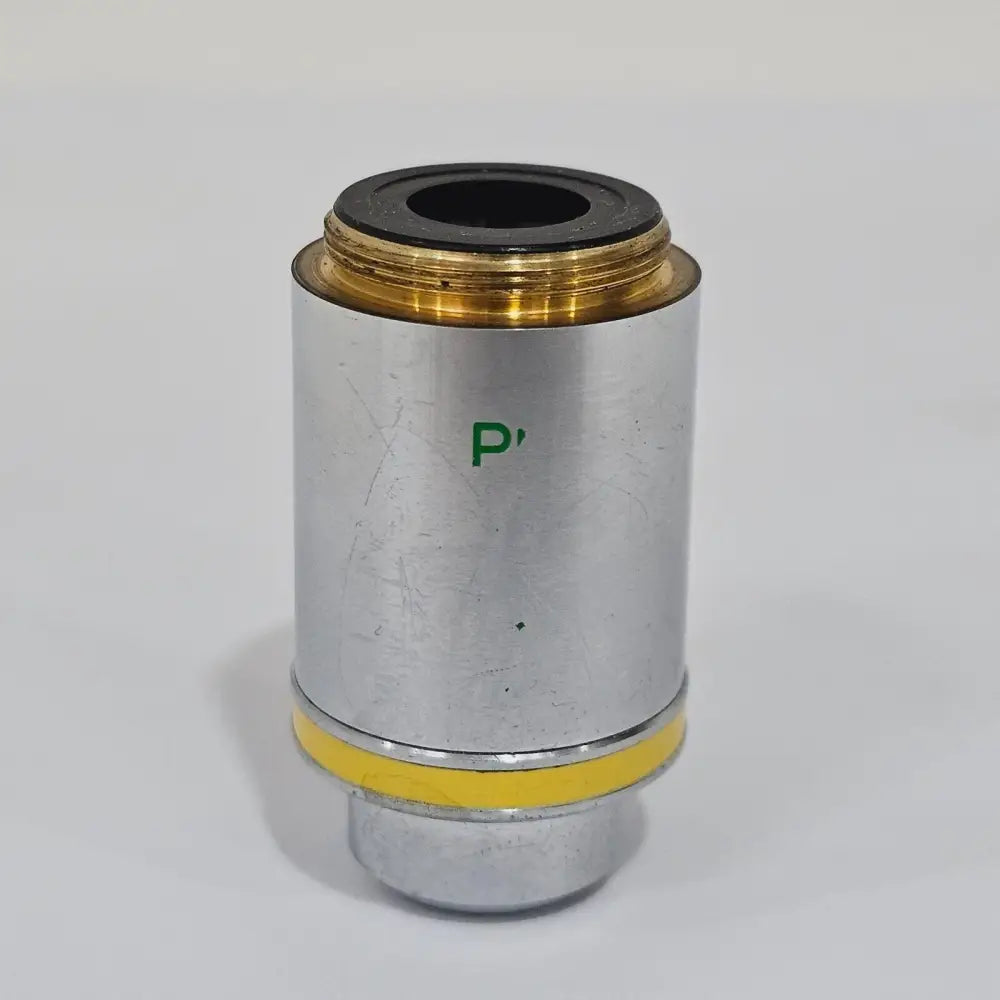Zeiss Plan-NEOFLUAR 10x/0.30 objective reverse side showing P' marking, yellow band and light surface scratching