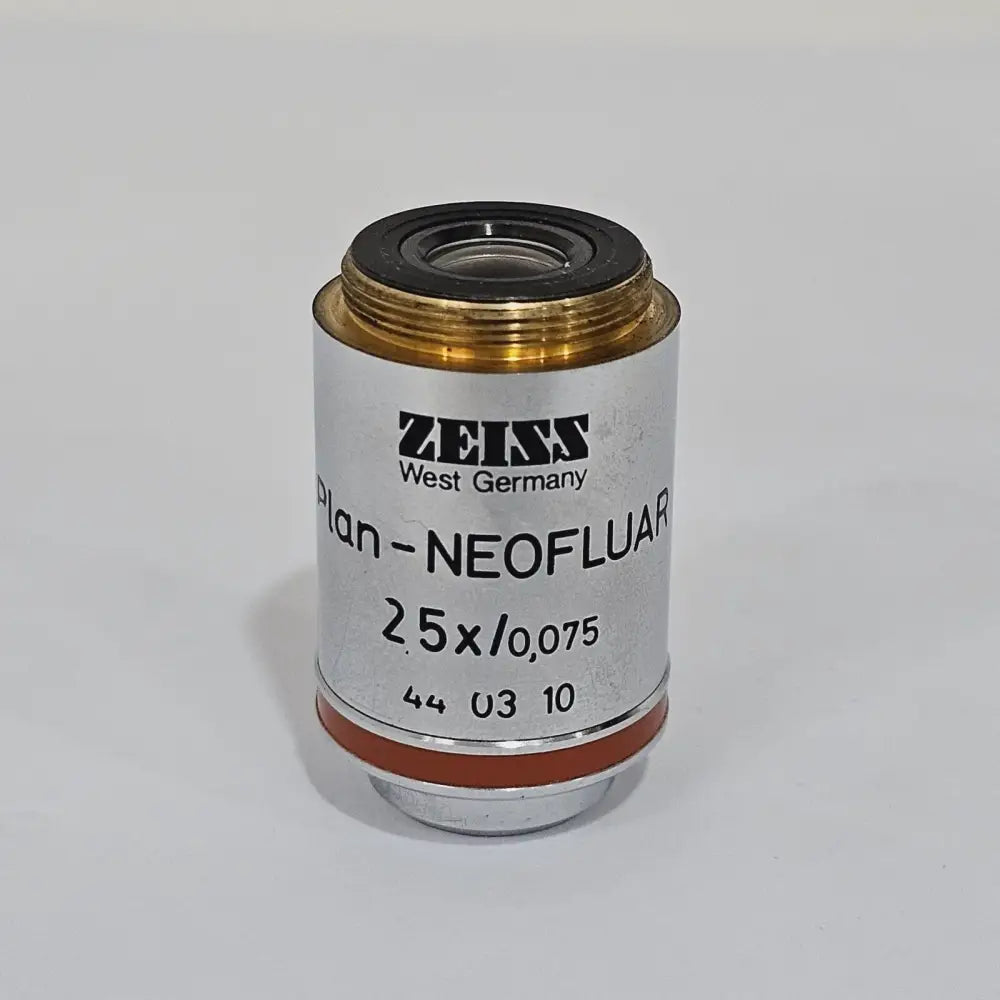 Zeiss Plan-NEOFLUAR 2.5x/0.075 microscope objective 440310 front label view showing West Germany markings