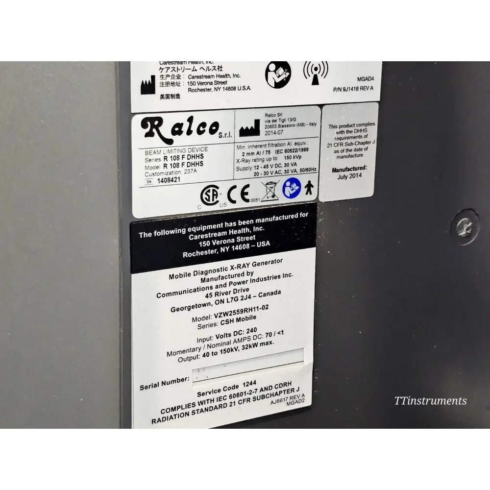 2014 Mobile X-Ray System - Carestream DRXR-1 with DRX PLUS 3543C Detector 2016