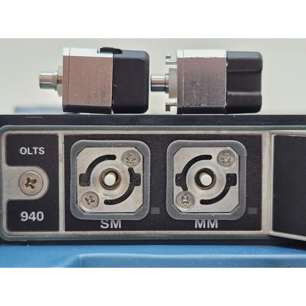 EXFO MaxTester MAX-940 ICERT unit bottom view showing charging port and connectors