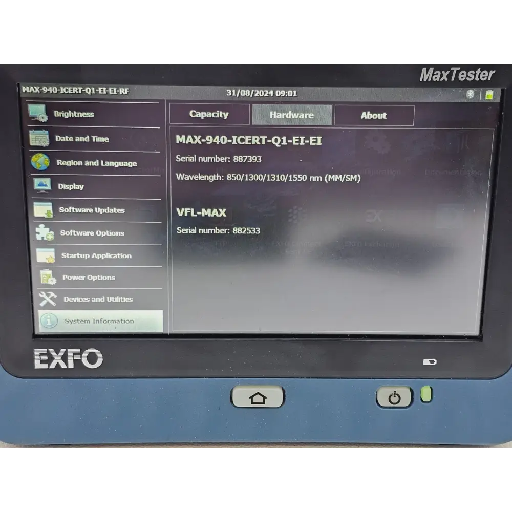 EXFO MaxTester MAX-940 pair angled view showing tablet-inspired design and build quality