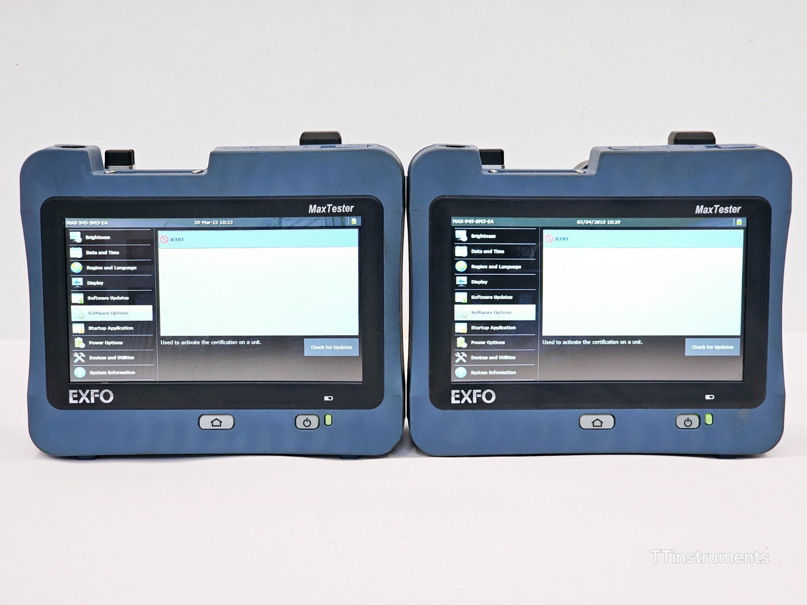 2x EXFO OLTS MAX-945-SM3 1310/1550/1625 SM Optical Loss Tester Set MAX-945 ORL