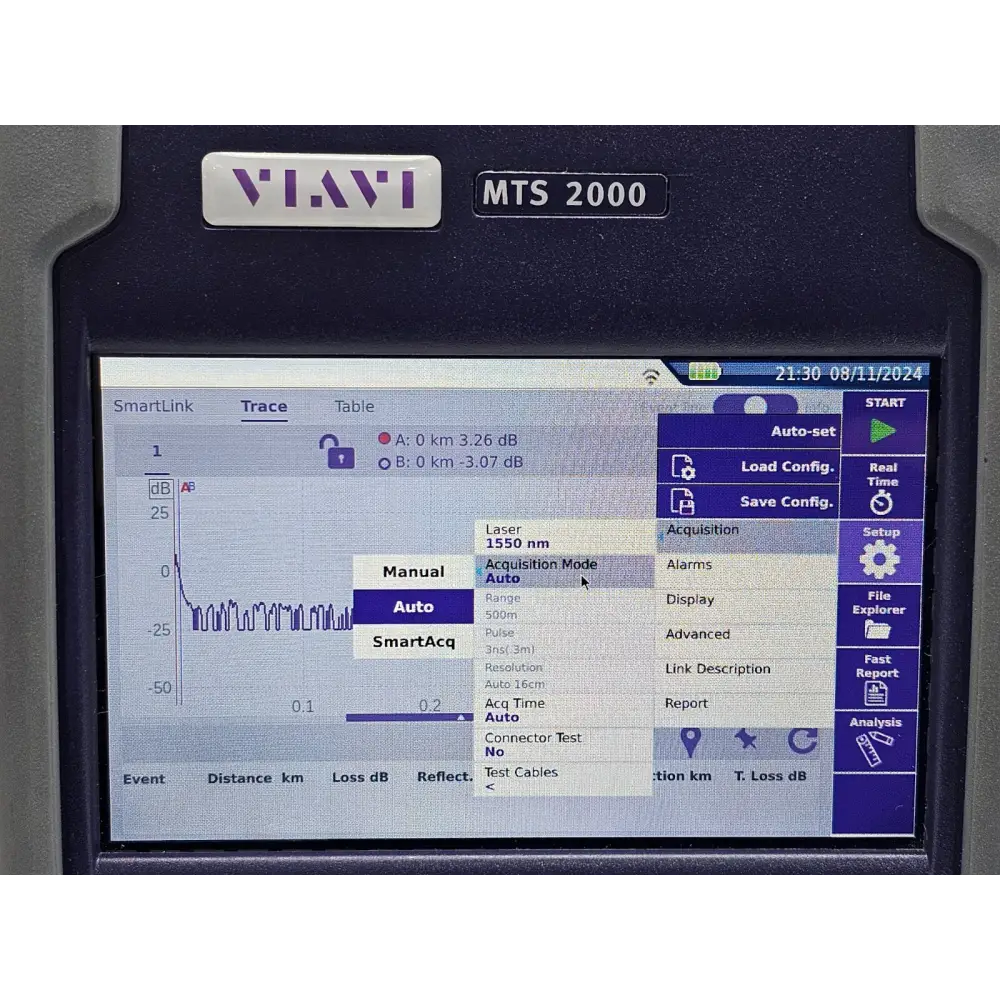 Viavi MTS 2000 V2 OTDR carry case open showing unit and accessories