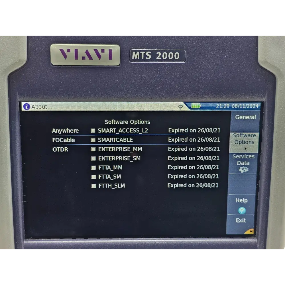 Two Viavi MTS 2000 V2 OTDR units side by side with accessories