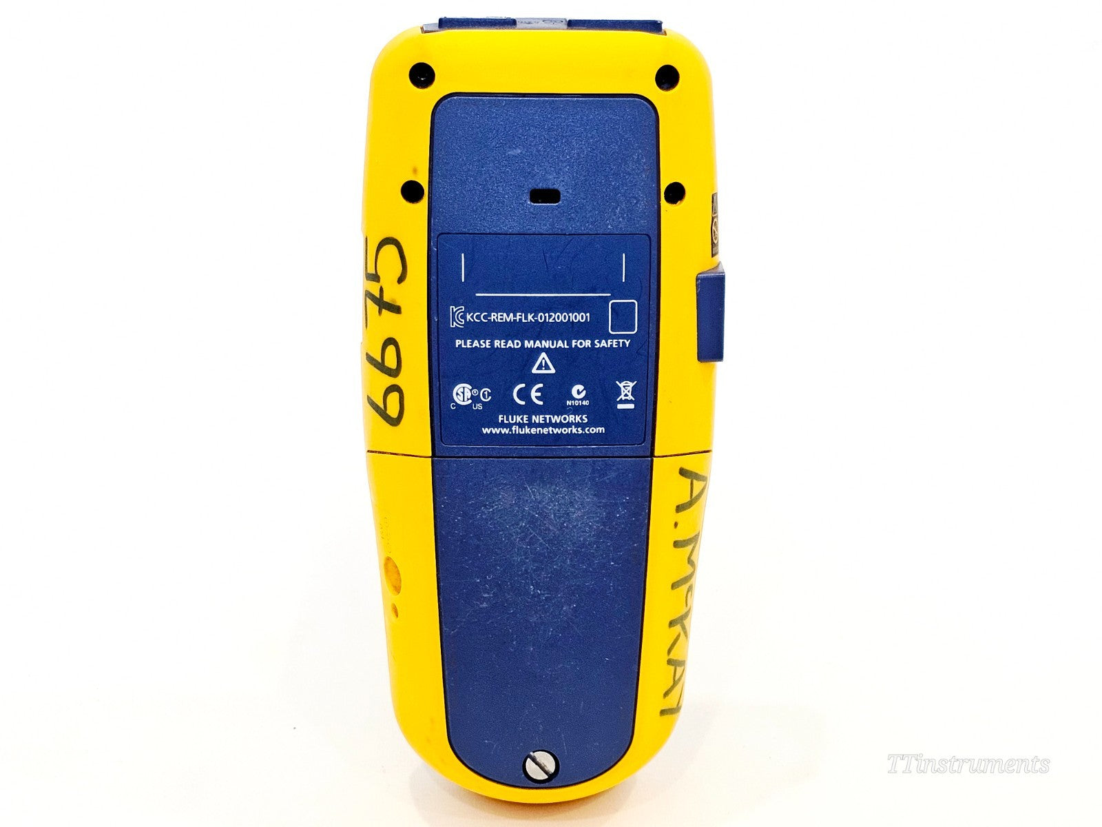 Fluke Networks test equipment close-up of input ports and connector panel