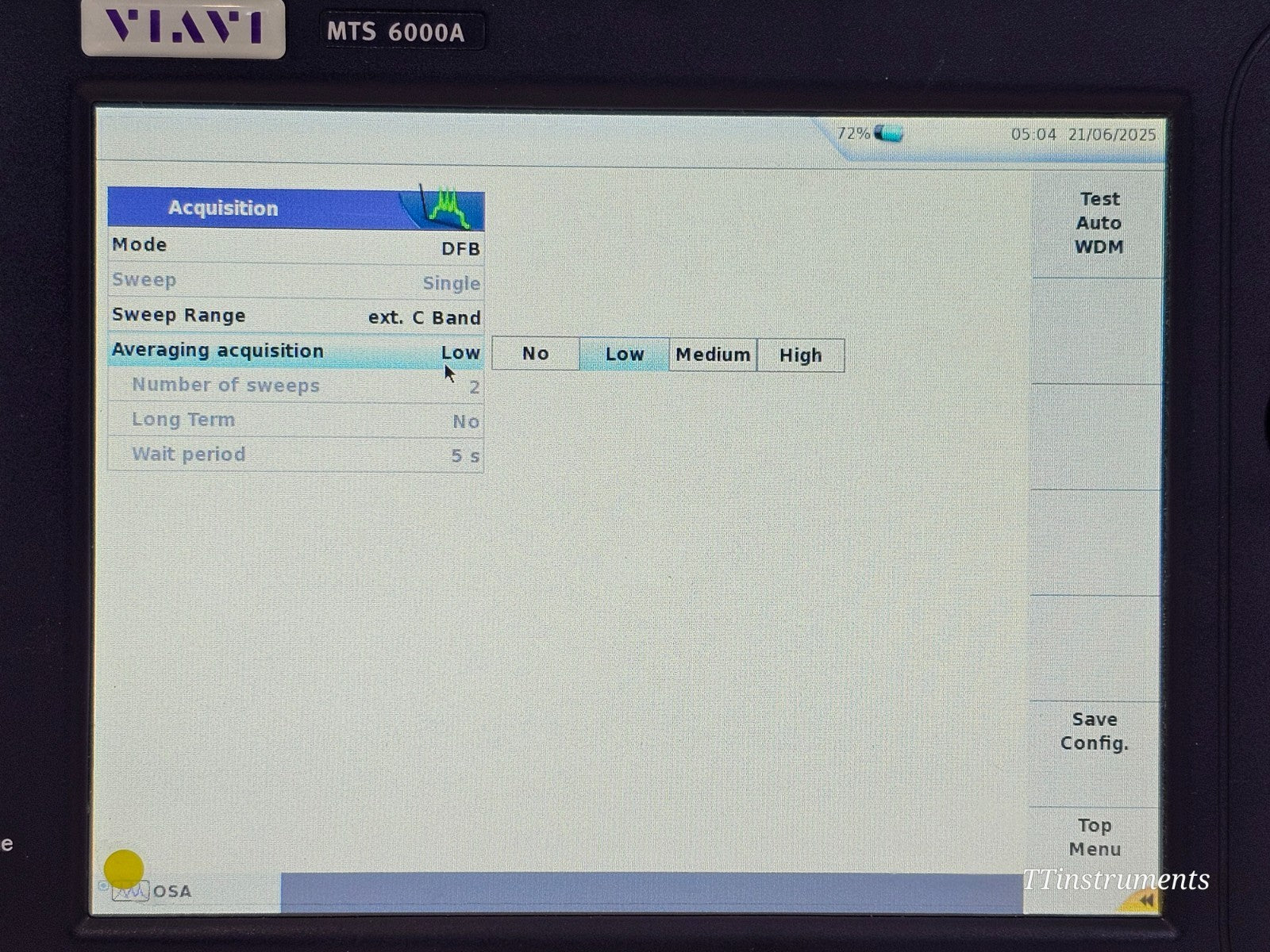 Viavi JDSU 6000V2 + OSA-110M OSA Optical Spectrum Analyzer 1250nm up to 1650nm