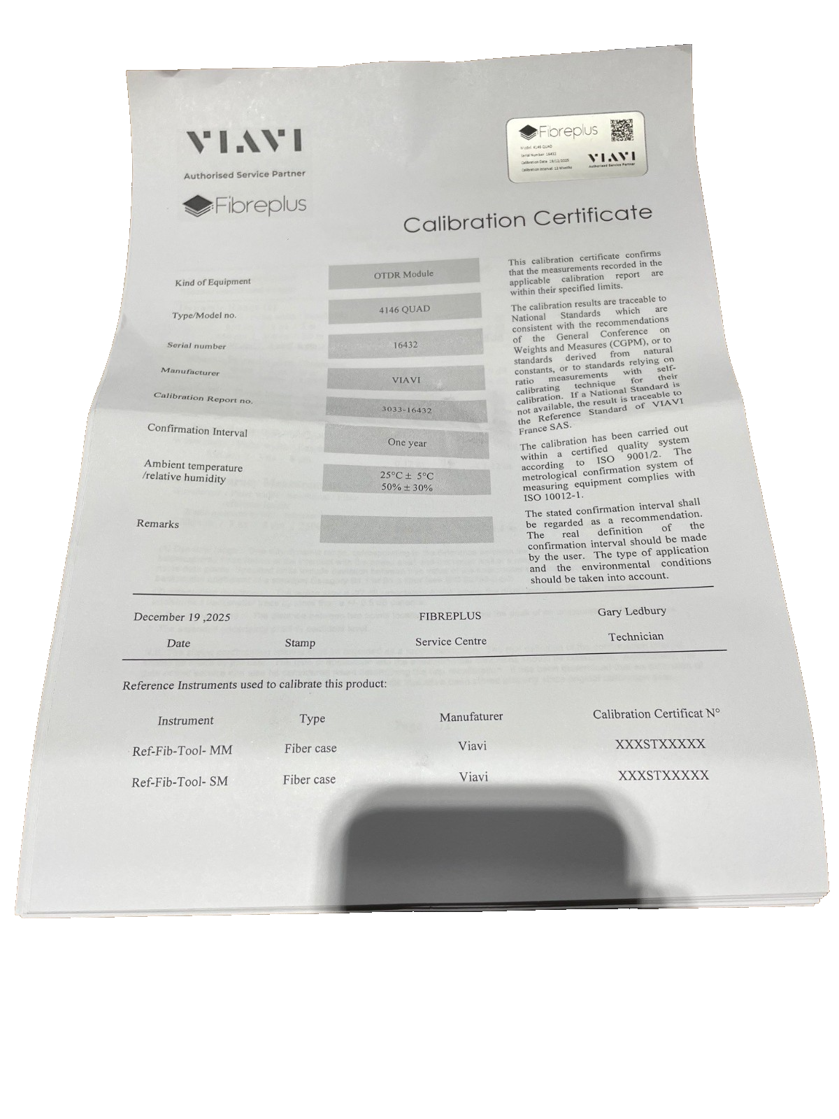 Calibrated Viavi JDSU T-BERD 2000 + 4146 QUAD OTDR SM MM 850/1300 1310/1550