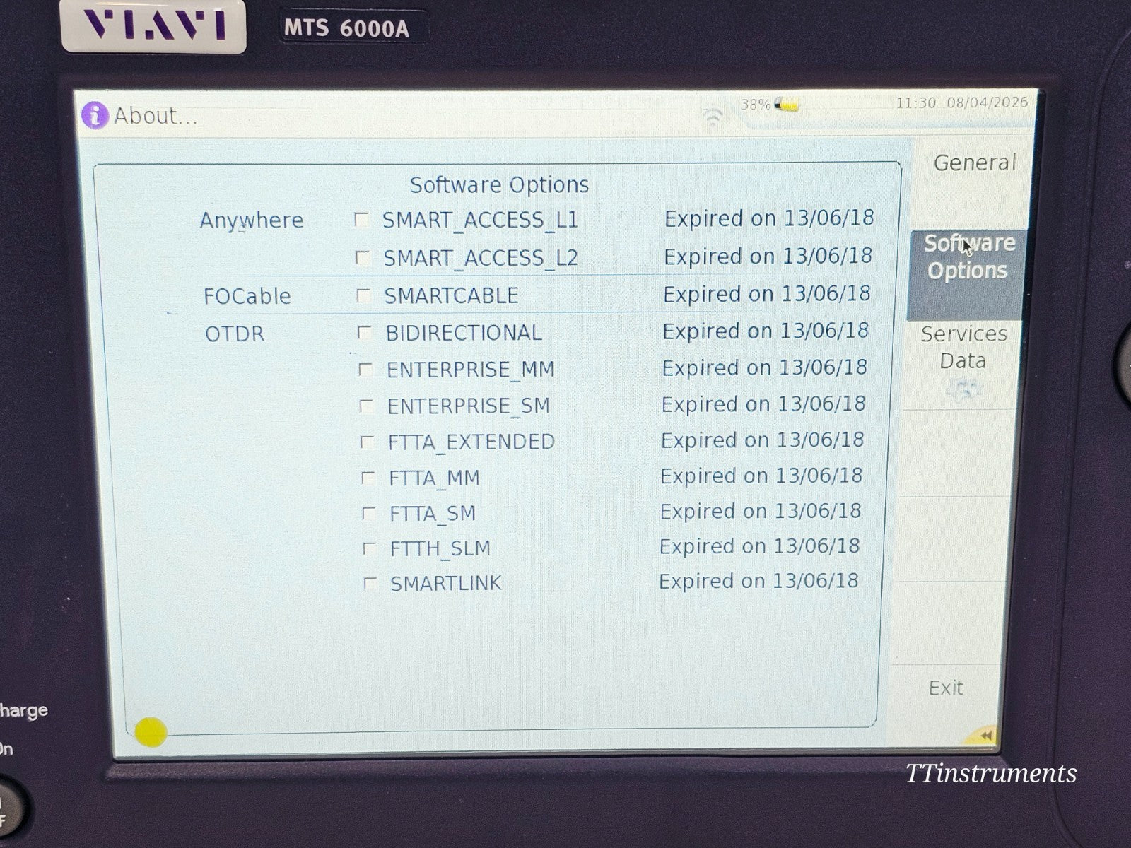 Viavi MTS 6000A V2 + 8126C SM OTDR 1310/1550nm 47 dB Bi-Directional Test FCOMP11
