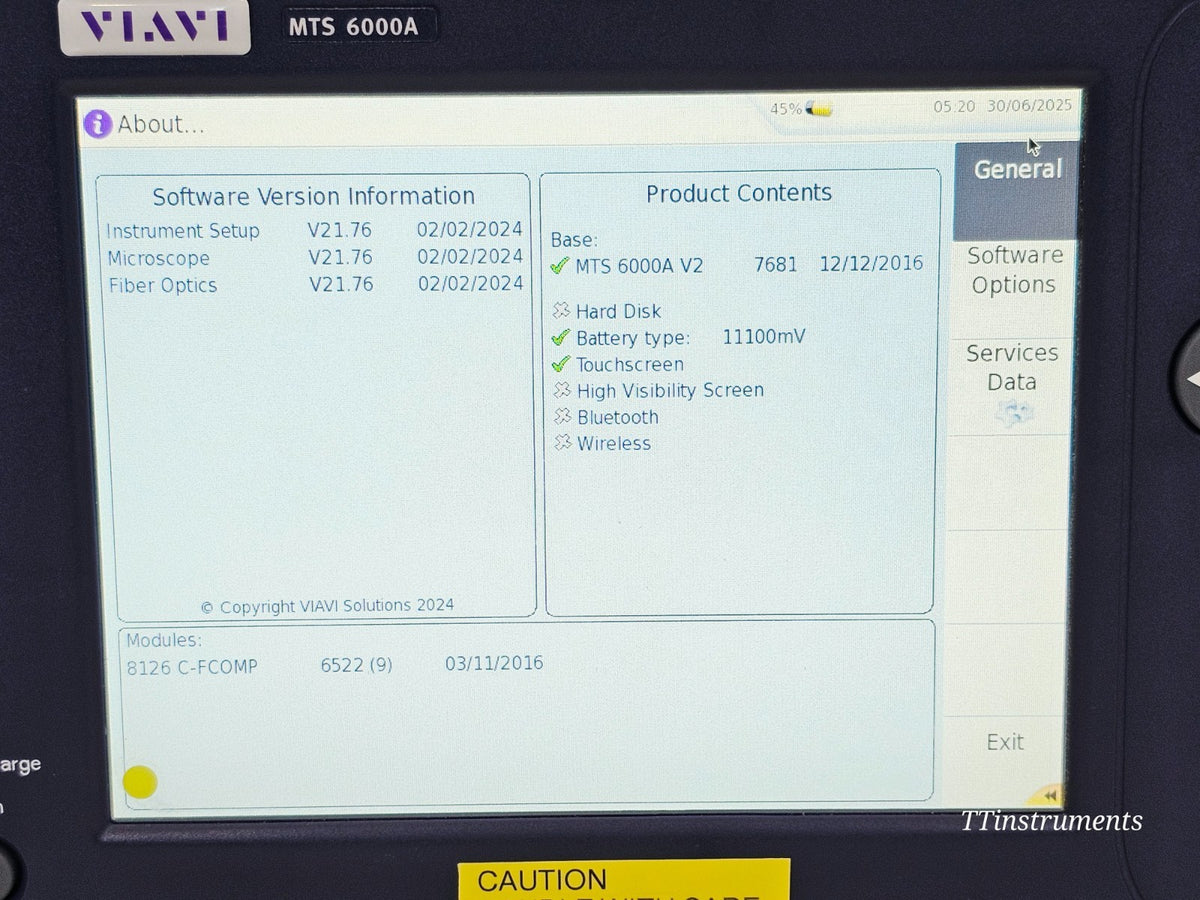 VIAVI MTS 6000A V2 Mainframe + 8126C FCOMP SM OTDR 1310/1550nm 47 dB High Power11
