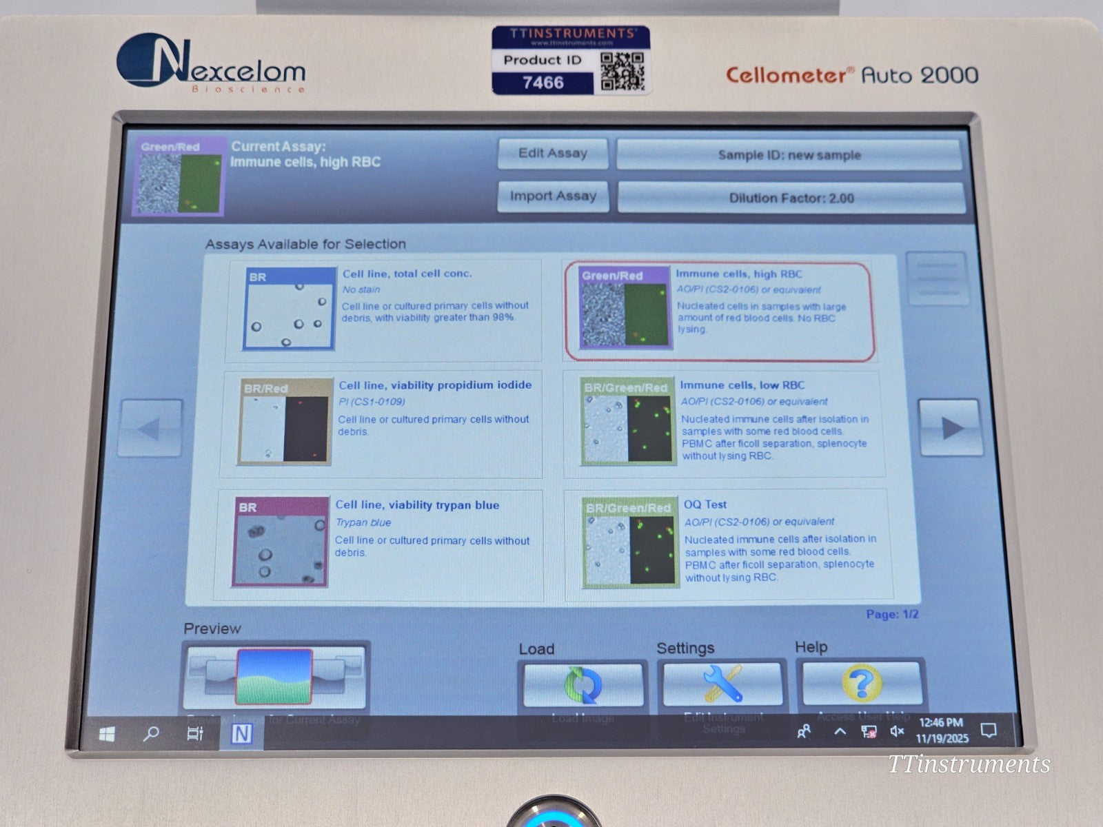 Nexcelom Bioscience Cellometer Auto 2000 Cell Profiler Automated Cell Counter