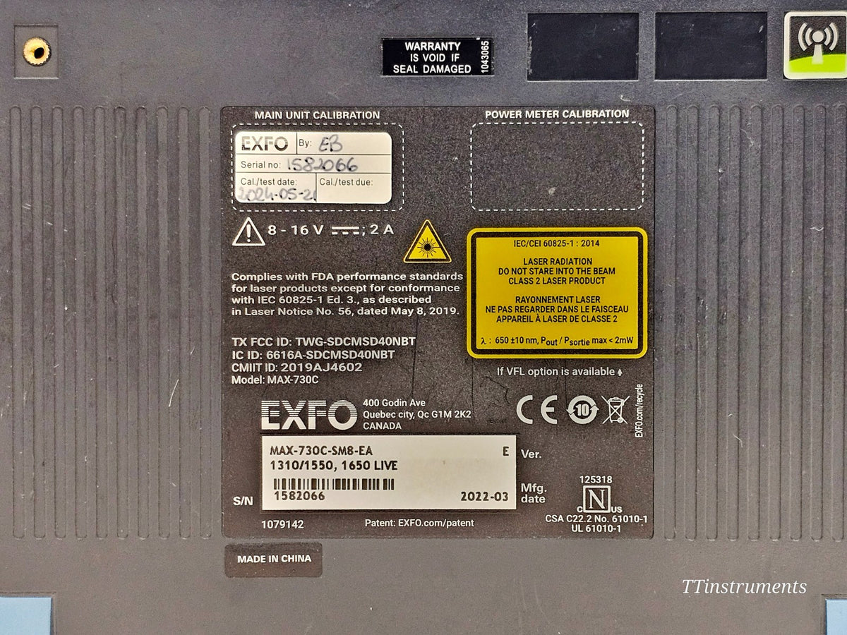 EXFO MAX-730C-SM8-EA OTDR top view showing overall unit condition