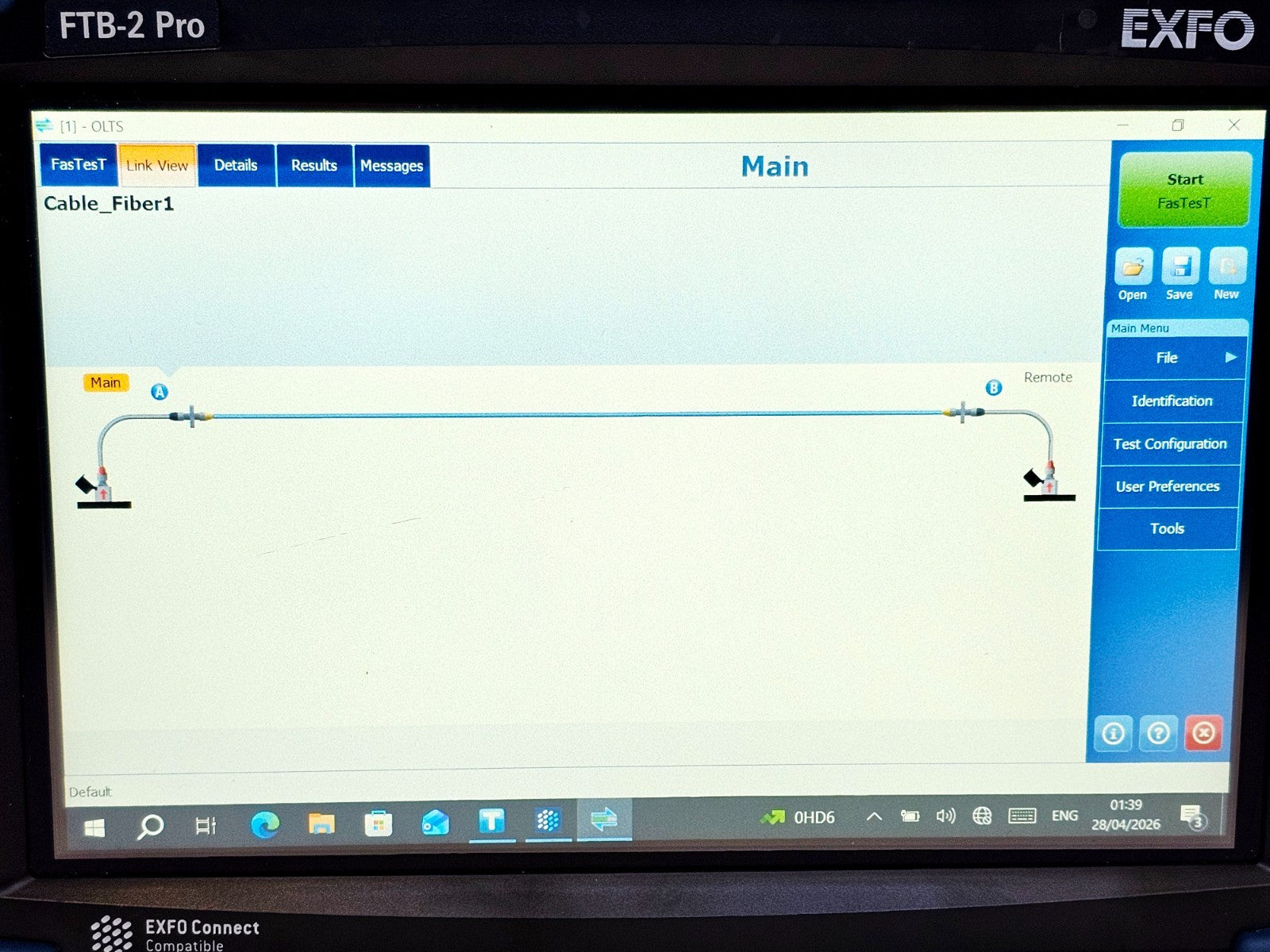 EXFO FTB-2 used optical test set screen and display detail