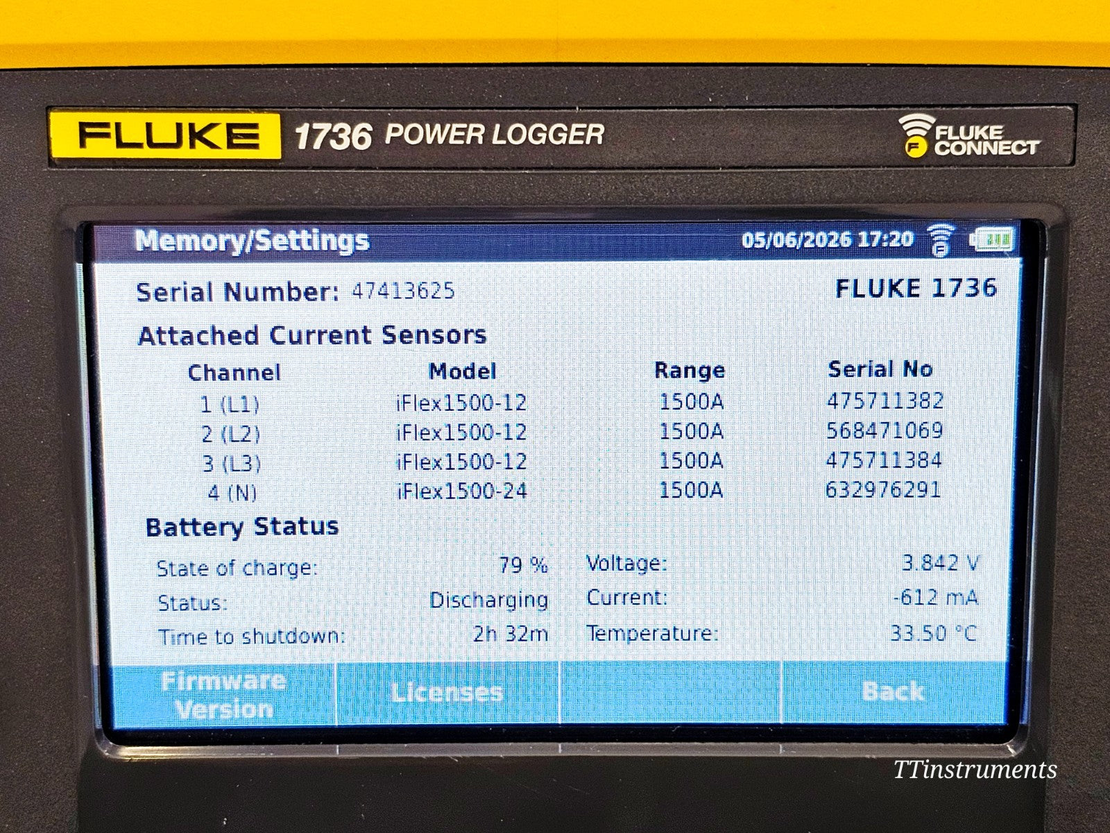 Fluke 1736 used power analyser with current probes and test lead accessories