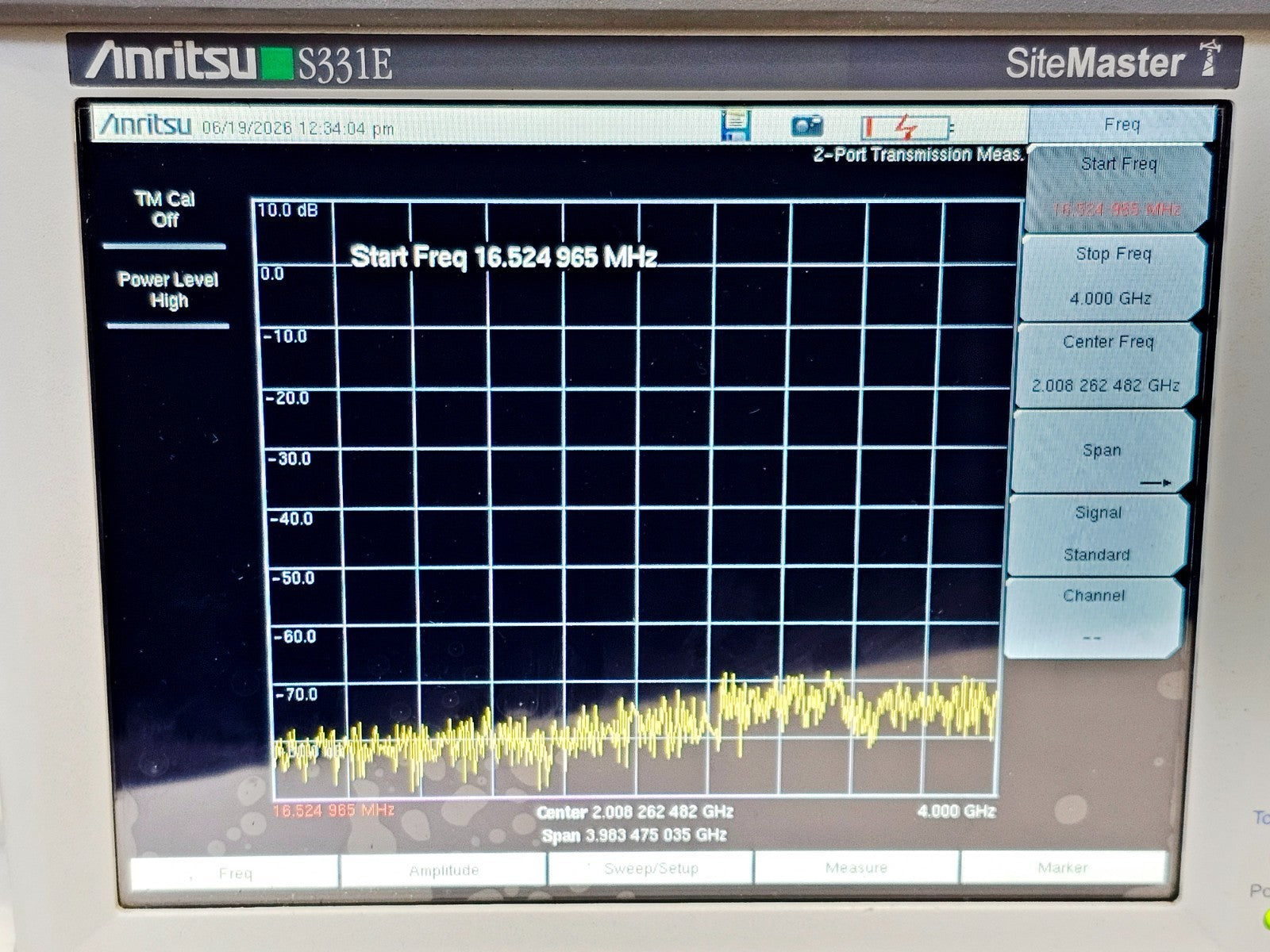 Anritsu S331E site master screen measurement result detail