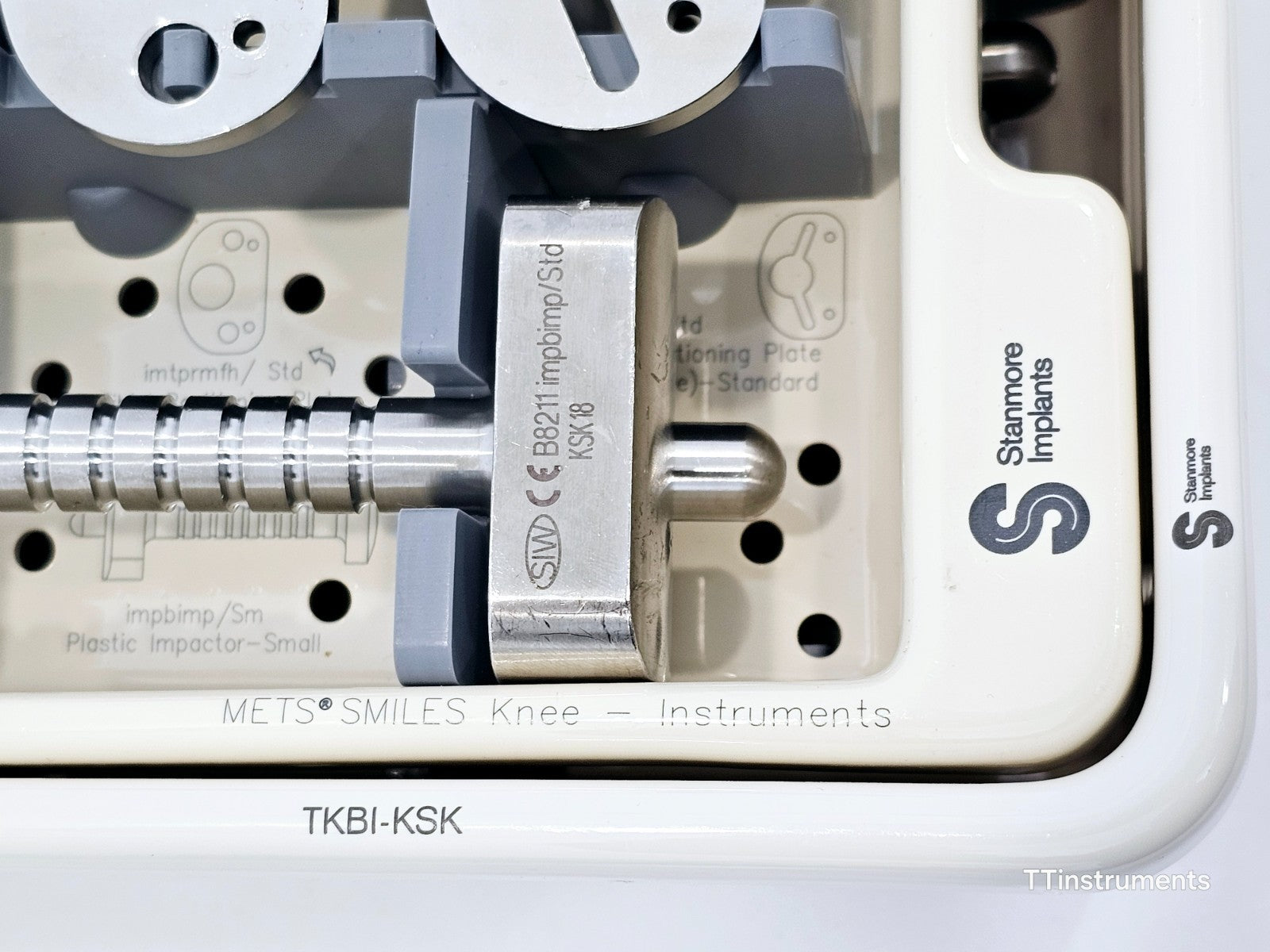Stanmore knee instrument set detail showing instrument profiles