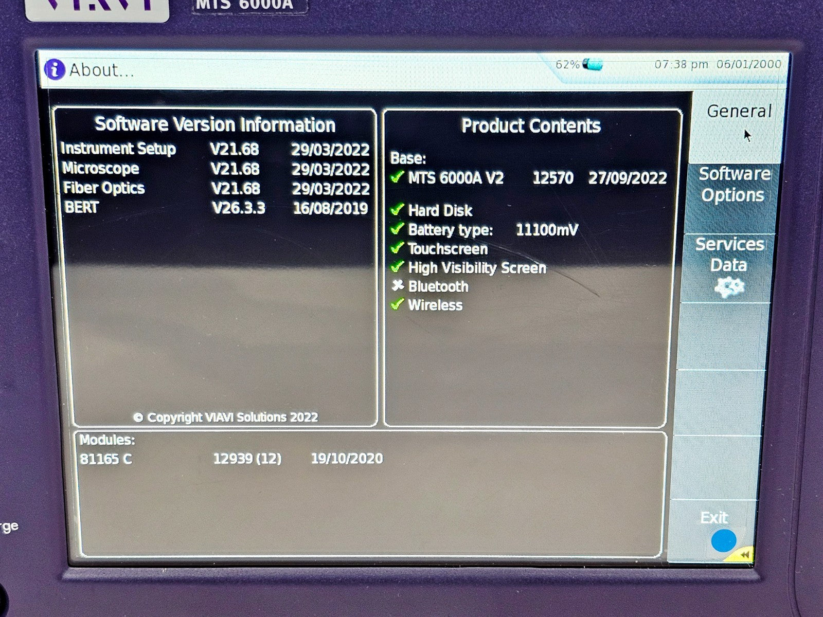 VIAVI MTS fiber optic tester included accessories