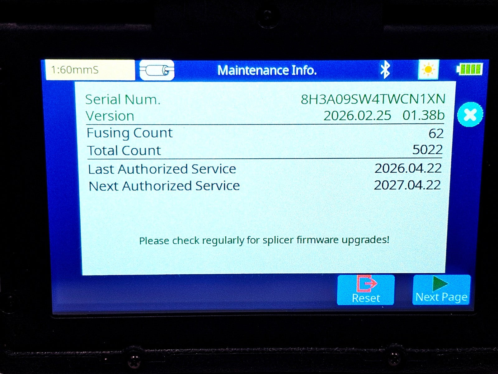 Fujikura 90S+ fusion splicer rear panel ports and connectivity options