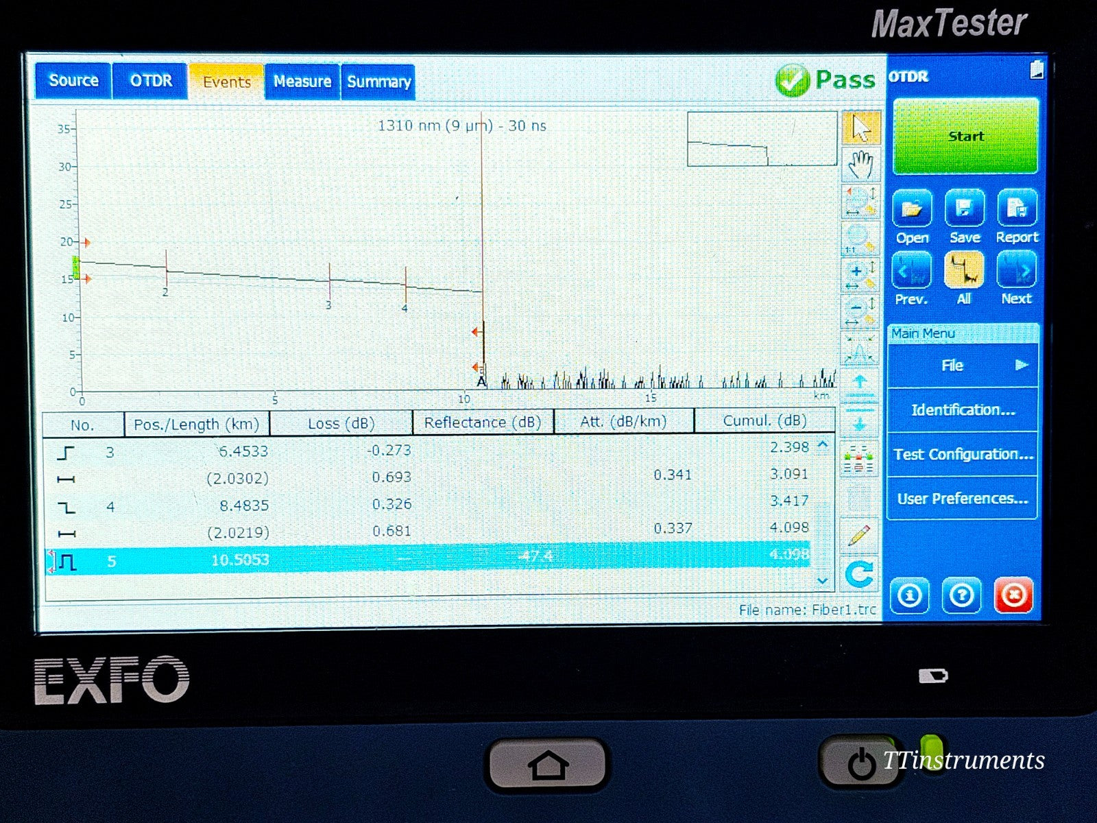 EXFO MAX-730C-SM8-EA OTDR power and charging port close-up