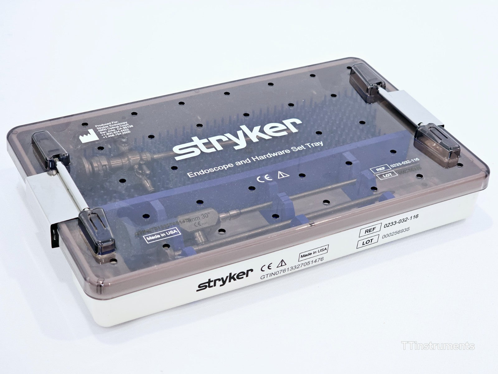 Stryker 233-032-116 arthroscope set label and reference number detail