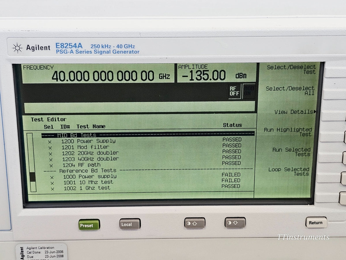 Agilent E8254A PSG-A Series 250 kHz - 40GHz Signal Generator 1E1 1EA UNJ16