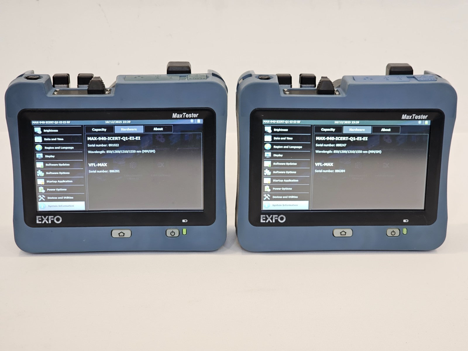 Calibrated EXFO OLTS MAX-940 ICERT QUAD 850/1300 1310/1550 SM MM Fiber Certifier