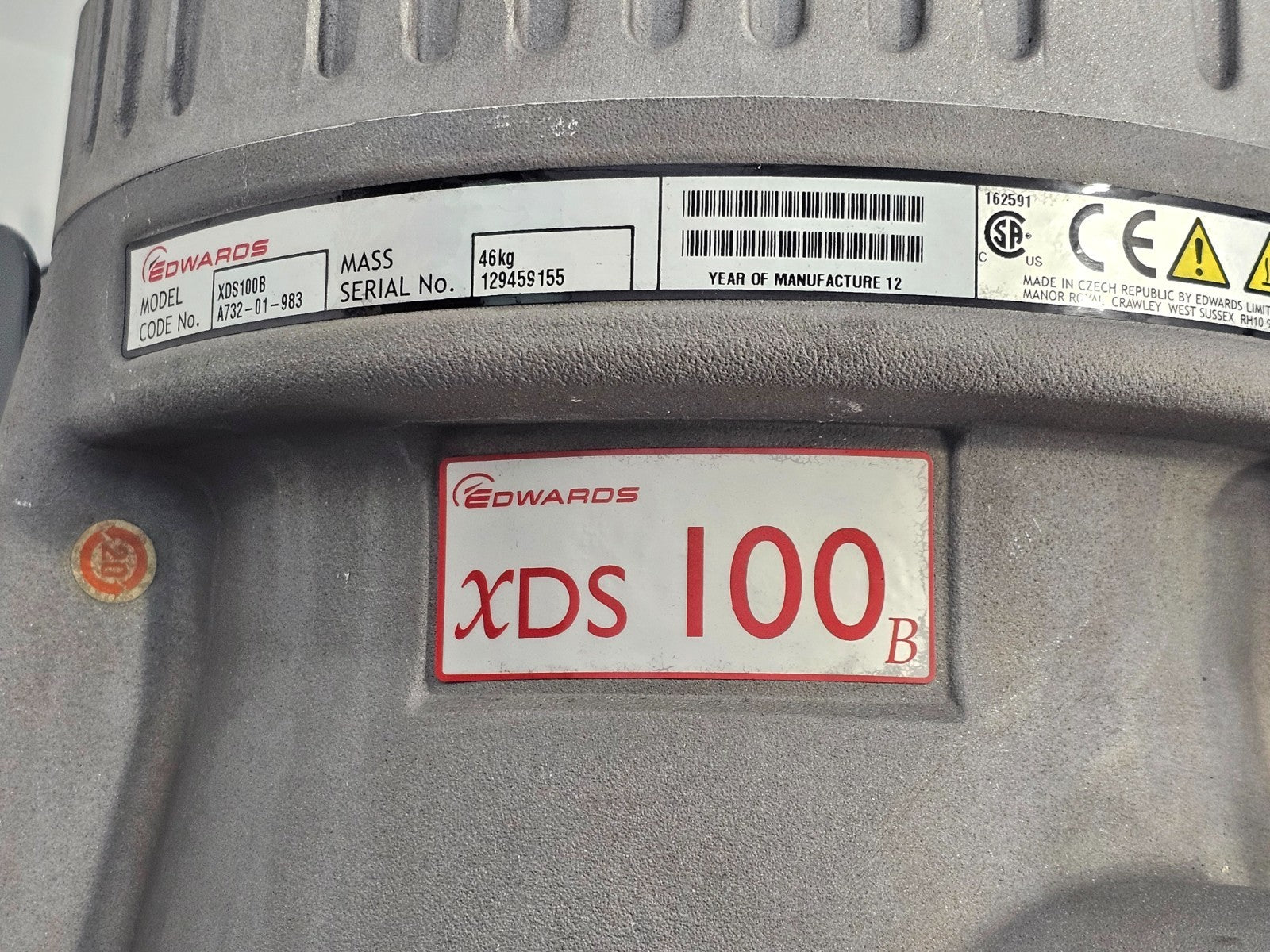 Edwards XDS100B Dry Scroll Vacuum Pump MFG 2012 A732-01-983