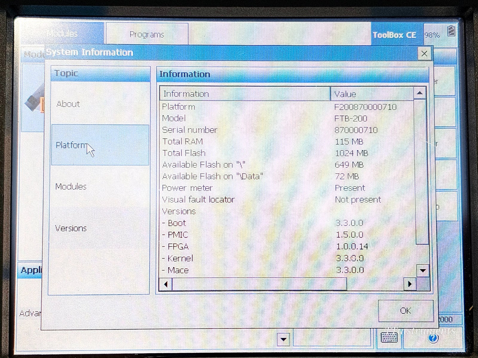 EXFO FTB-200 with FTB-7300D SM OTDR 1310/1550/1625 nm FTB-7300D-234B 39/38/36 dB14