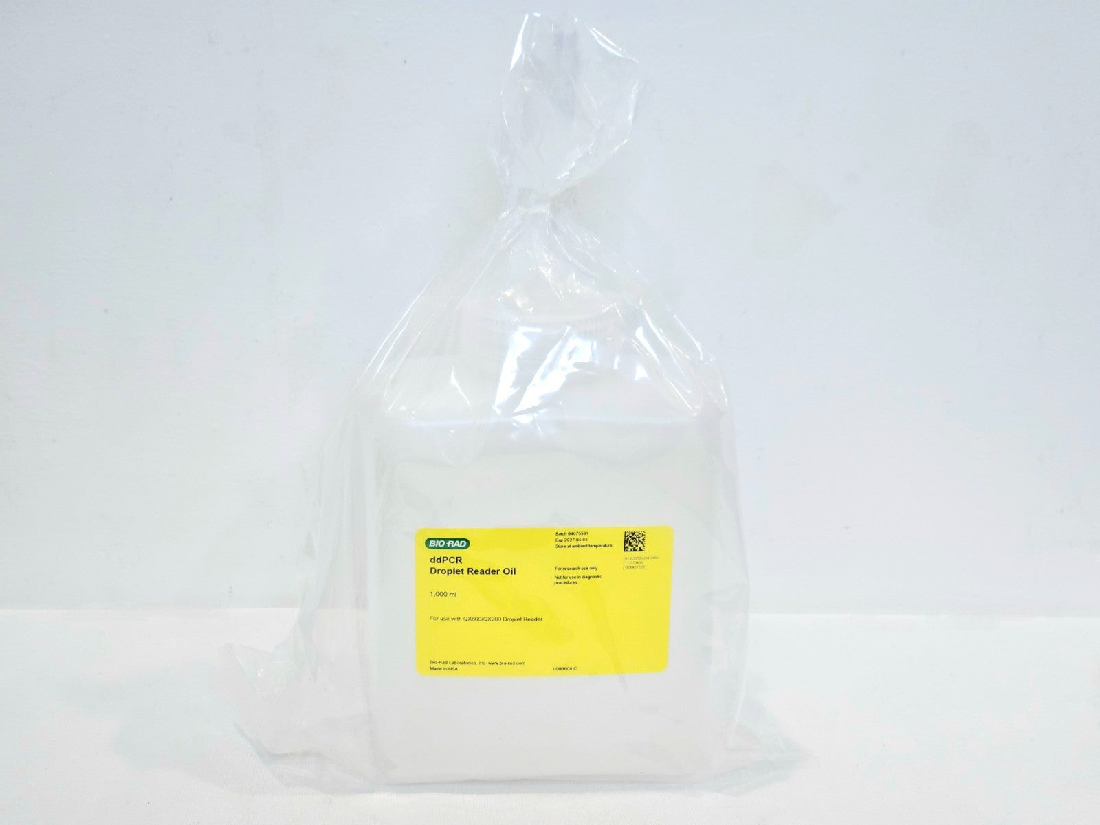 BIO-RAD ddPCR Droplet Reader Oil 1,000ml EXP Apr 2027 Use with QX200/600