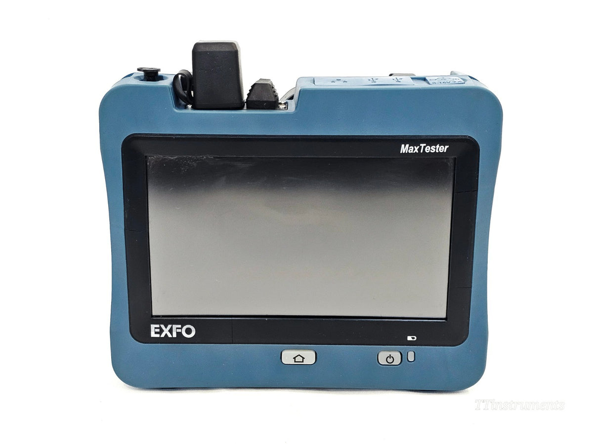 EXFO MAX-730C-SM2-EA OTDR unit angled view showing display and keypad