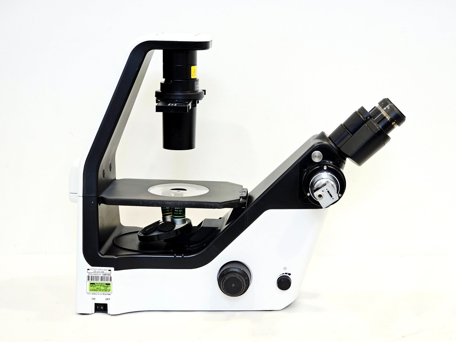 Nikon Eclipse microscope rear view showing ports and connections